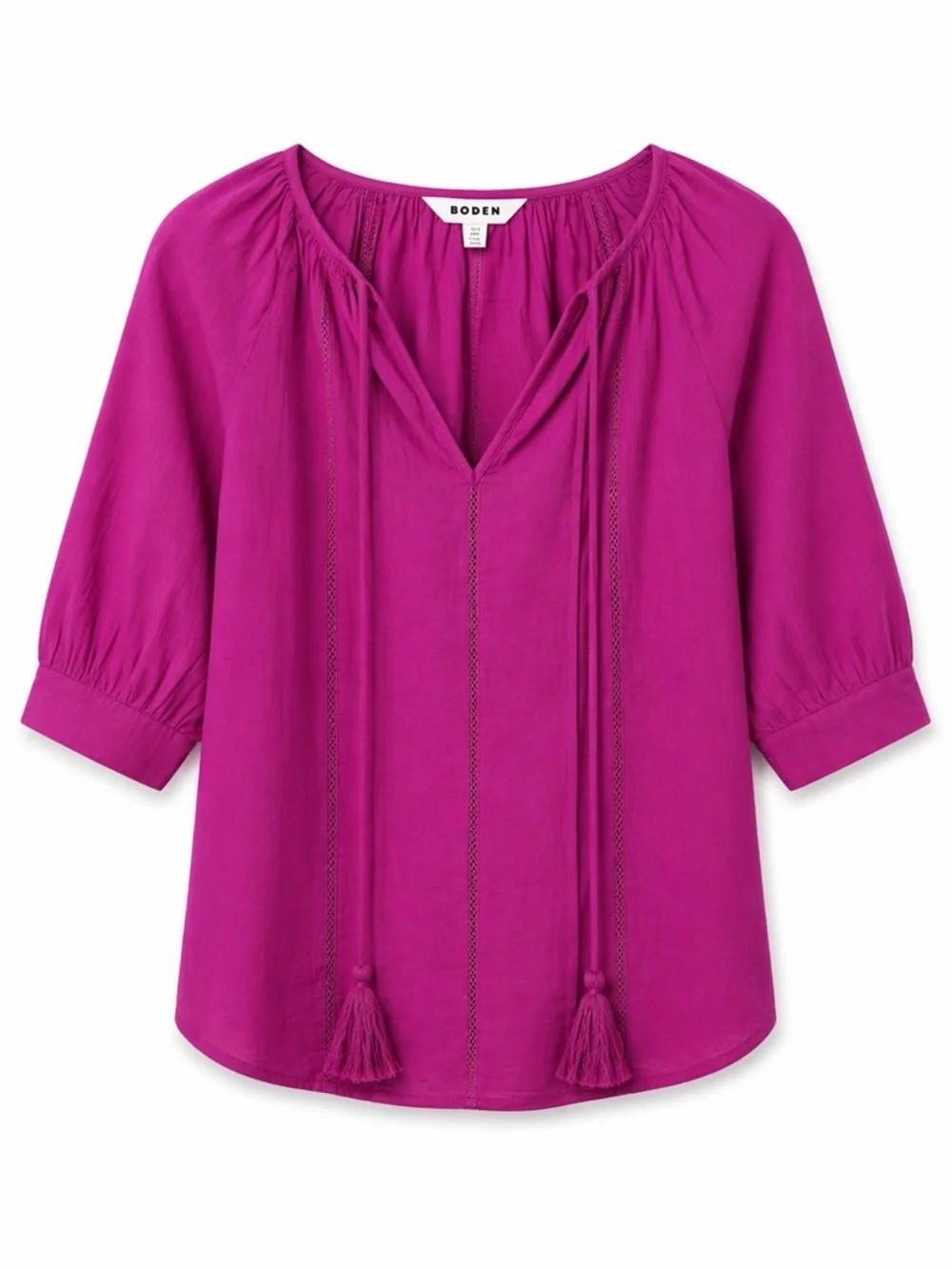 Boden Magenta V-Neck Peasant Blouse (215)